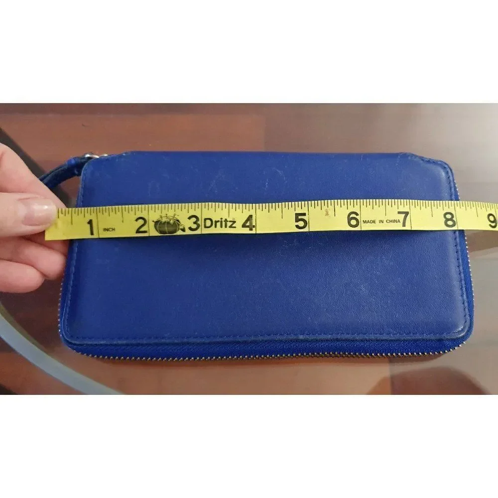 Barneys New York Cobalt Blue Leather Zip Around Wallet